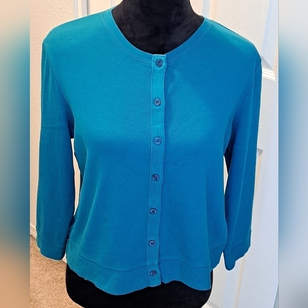 Rafaella Green Button Down Sweater   Size L